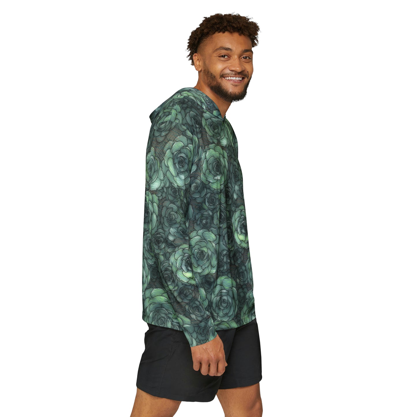 Succulent Pattern Men's Sports Warmup Hoodie (AOP)