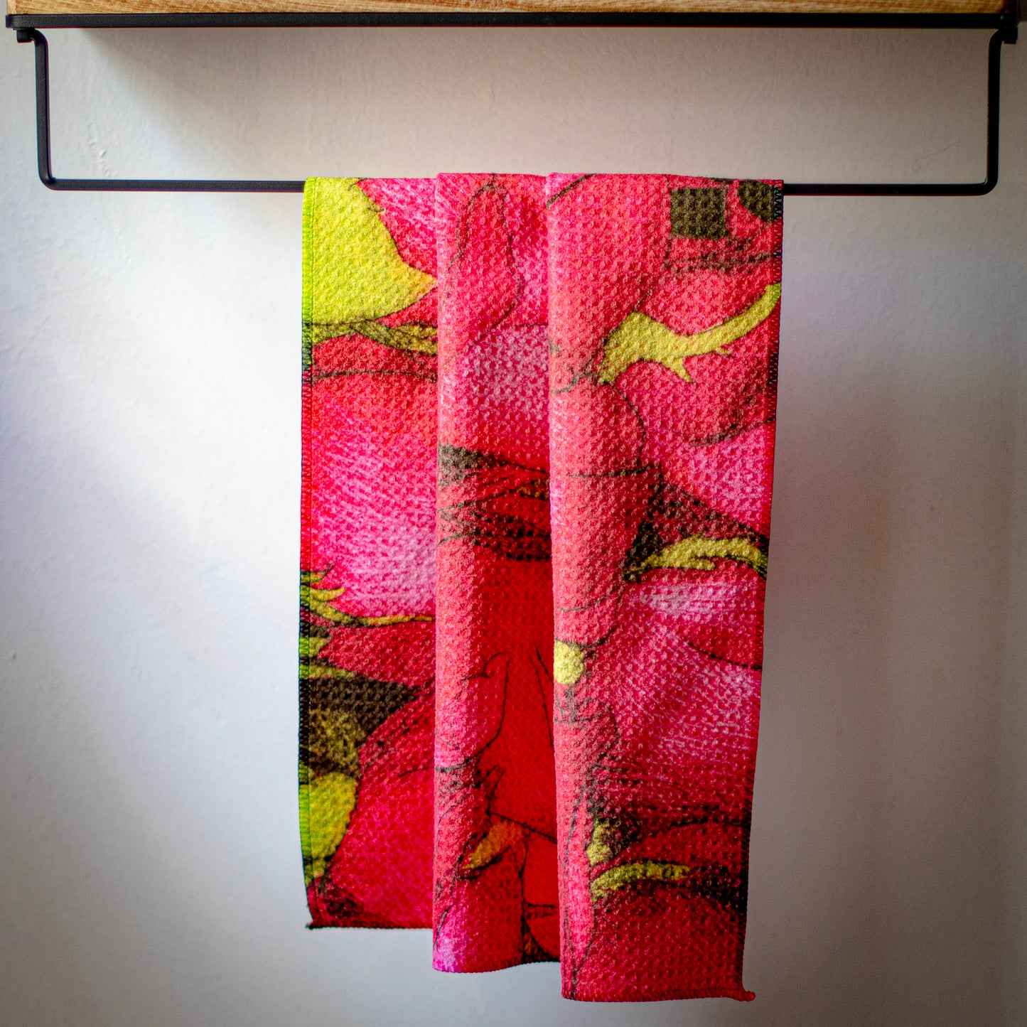 Rose Side Towel Valentines Day Gift Idea for Her Red Rose Microfiber Tea Towel