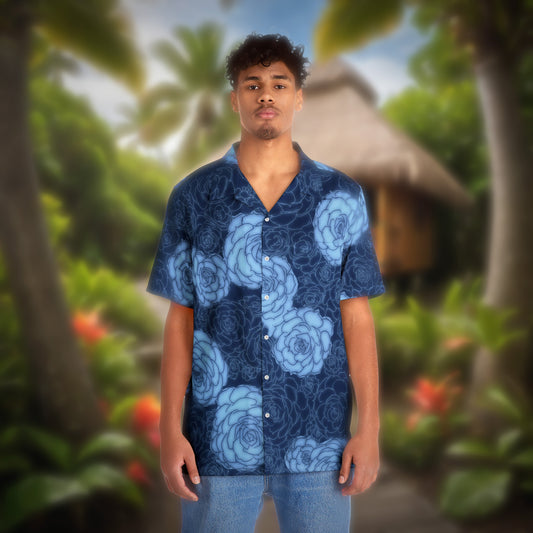 Succulent Navy Men's Hawaiian Shirt
