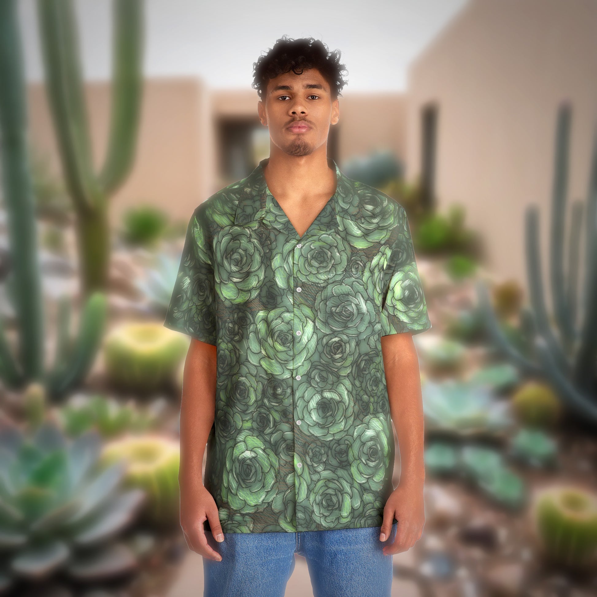 succulent button up shirt Succulent Men's Hawaiian Shirt – Los Angeles Mercantile