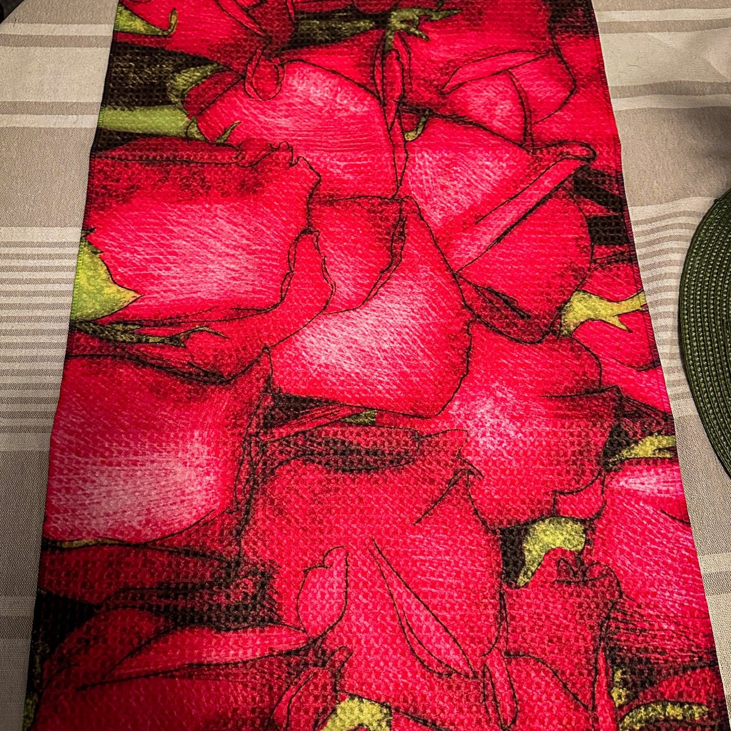Rose Side Towel Valentines Day Gift Idea for Her Red Rose Microfiber Tea Towel