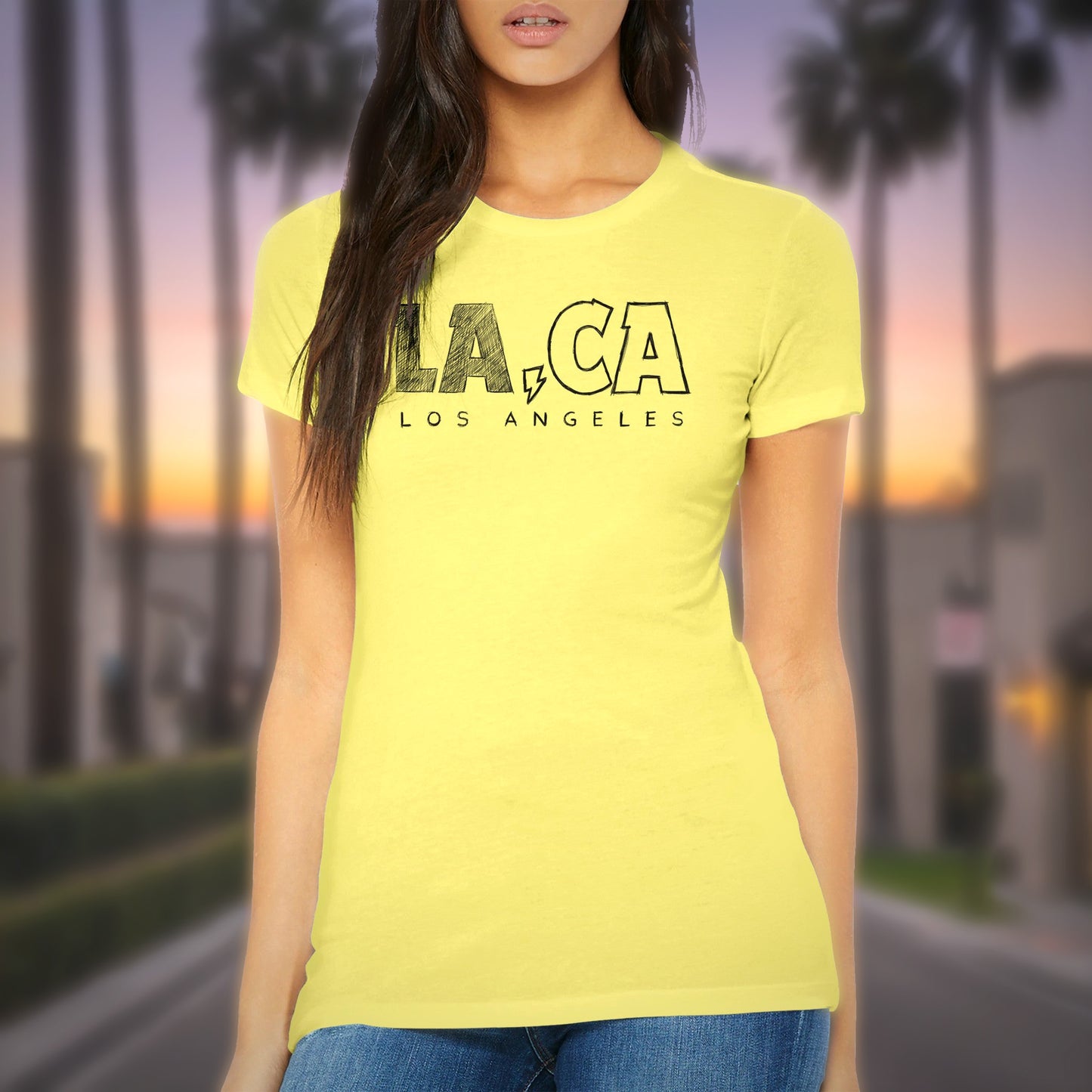 Los Angeles California LA CA Premium Womens Crewneck T-shirt | Bella + Canvas 6004